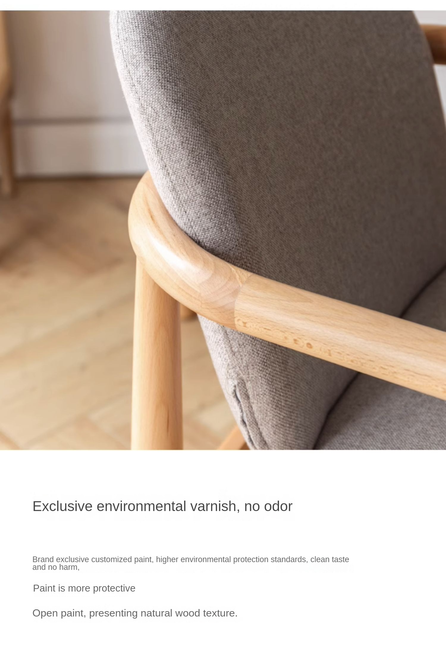 Beech Solid Wood Armchair Nordic)