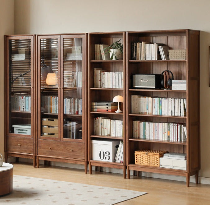 Black Walnut, Oak, Ash Solid Wood Bookcase Whole Wall Free Combination Bookshelf