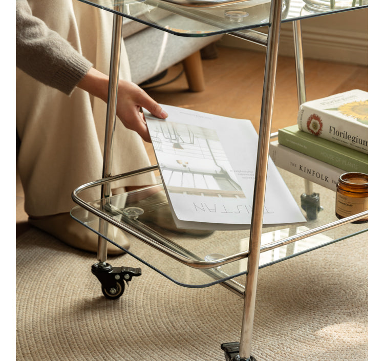 Mobile Storage Rack, Glass Dining Cart