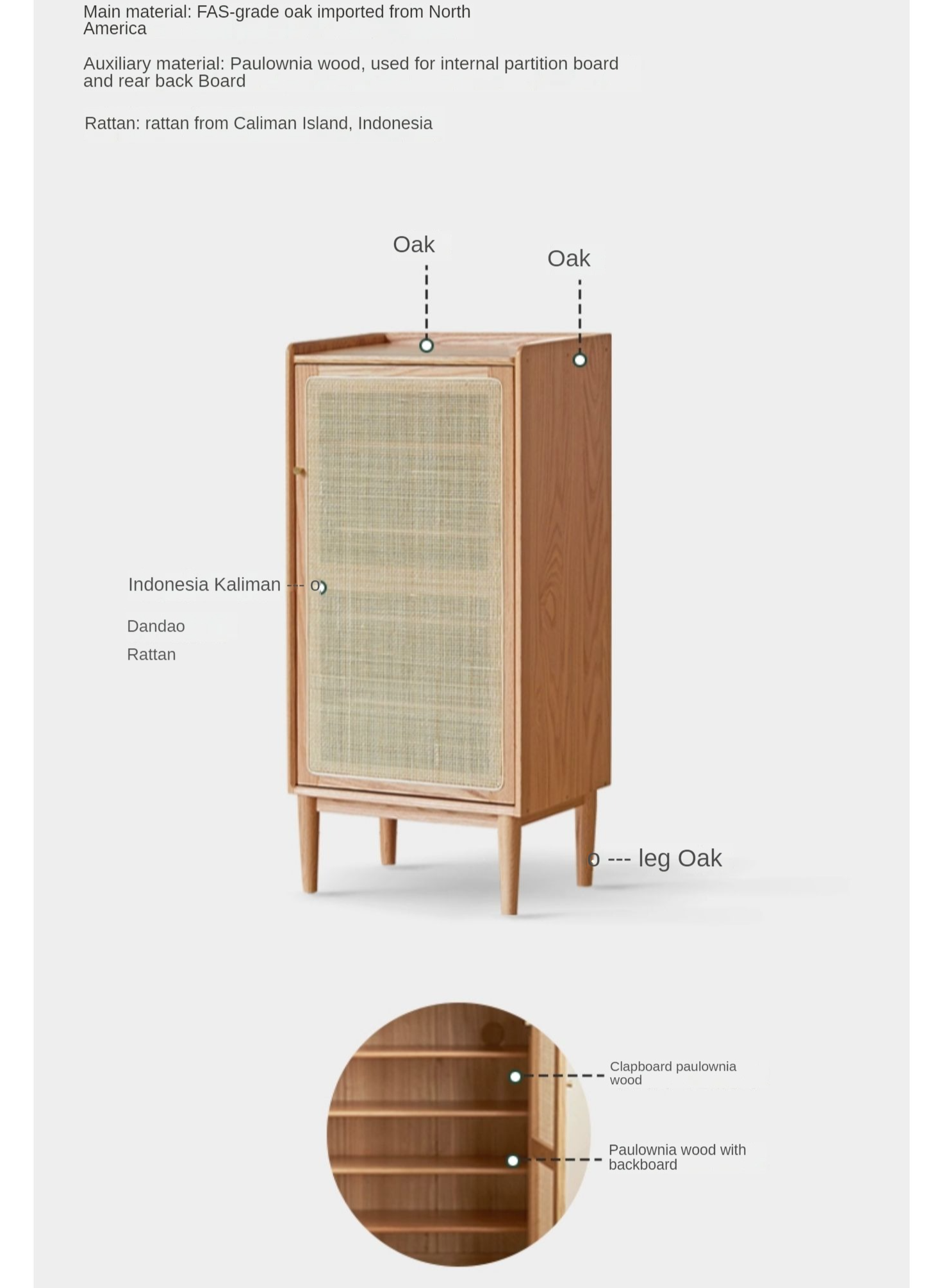 Oak Solid Wood Entrance Shoe Cabinet