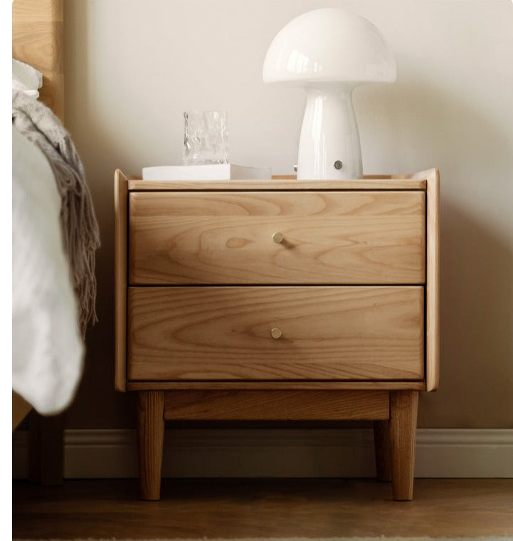 Ash Solid Wood Modern Nightstand.