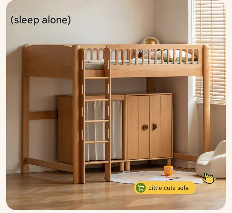 Beech solid wood children's bunk bed.