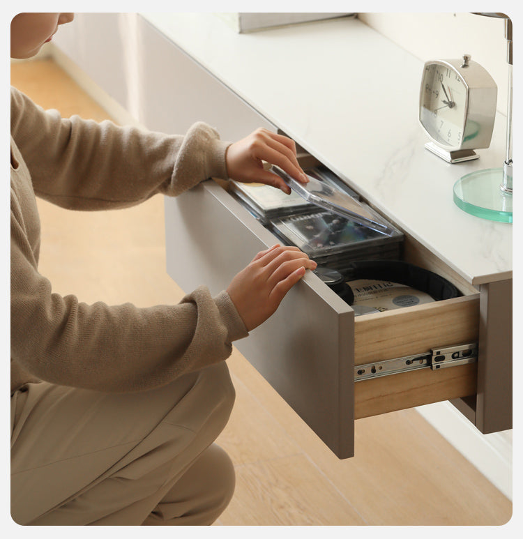 Poplar Solid Wood Wall-Mounted Suspended Splicing TV Cabinet.