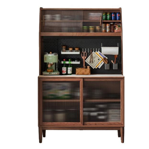 Ash Solid Wood Sideboard High Wine Cabinet Buffet