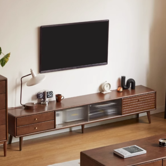 Rubber Solid wood Light Luxury TV Cabinet.
