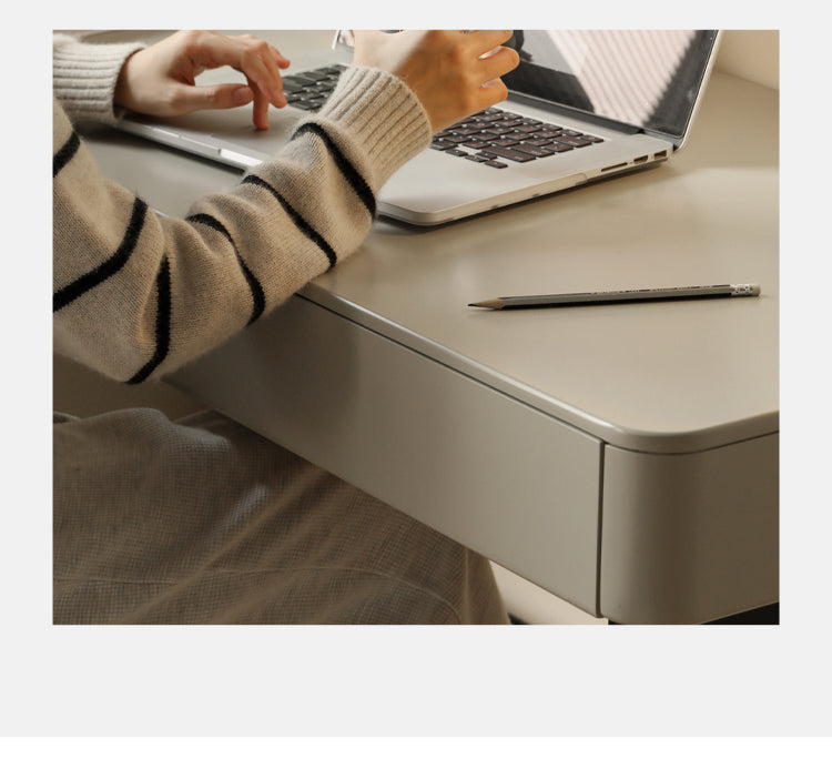 Poplar Solid Wood Double-Draw Desk Light Luxury