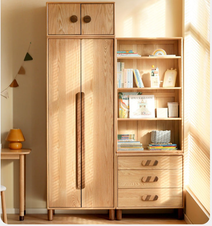 Oak Solid Wood Wardrobe Bookcase Free Combination