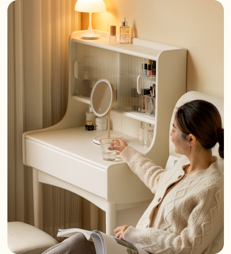 Ash Solid Wood Cream Style Dressing Table.
