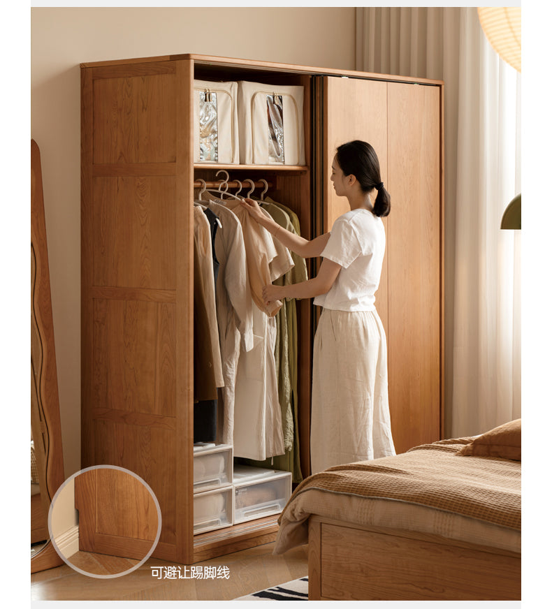 Cherry Wood Sliding Door Wardrobe.