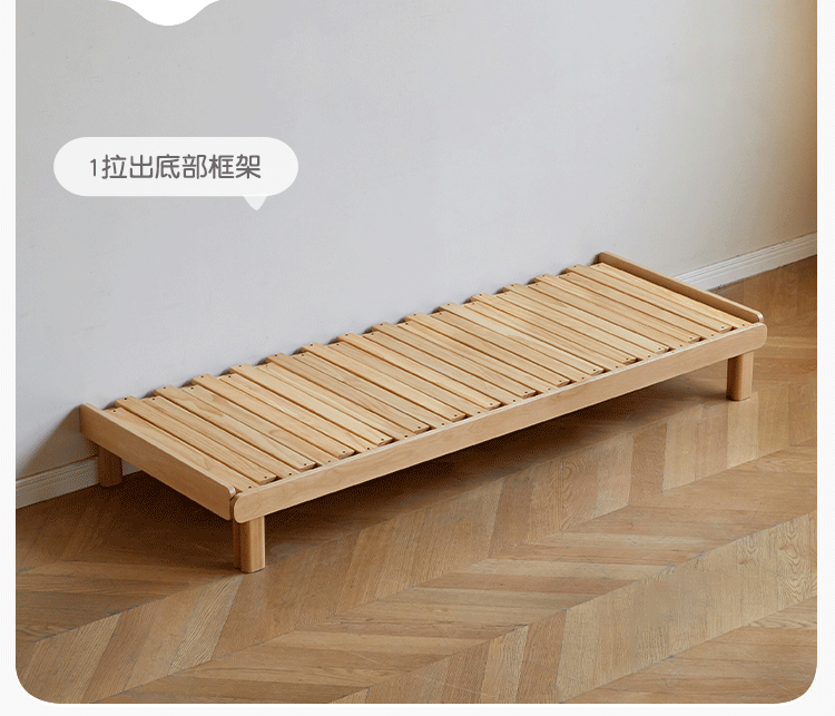 Beech Solid Wood European Folding Dual-use Double Sofa Bed.