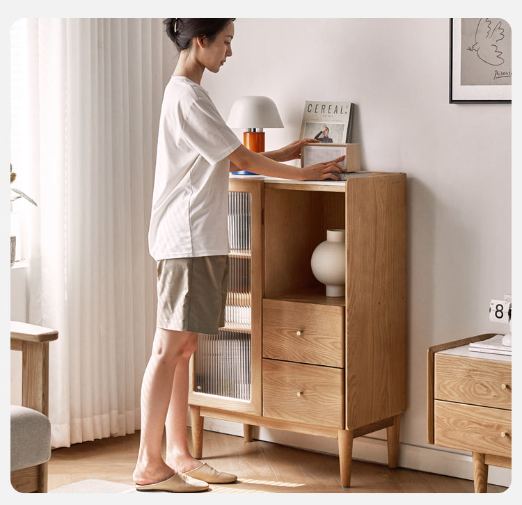 Ash Solid Wood Side Cabinet Storage.