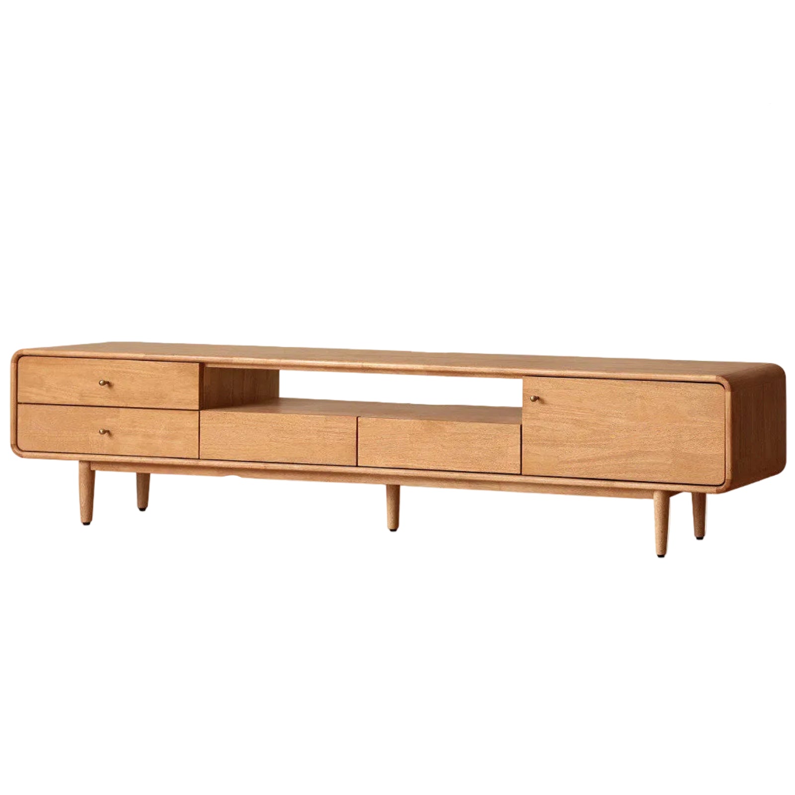 Solid Rubberwood Scandinavian TV Stand