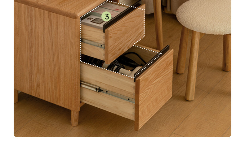 Oak, Ash Solid Wood Vanity Table with Shelf.