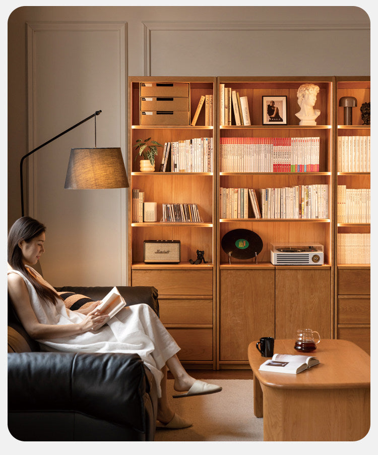 Cherry Solid Wood Bookcase Display Storage Cabinet for Study