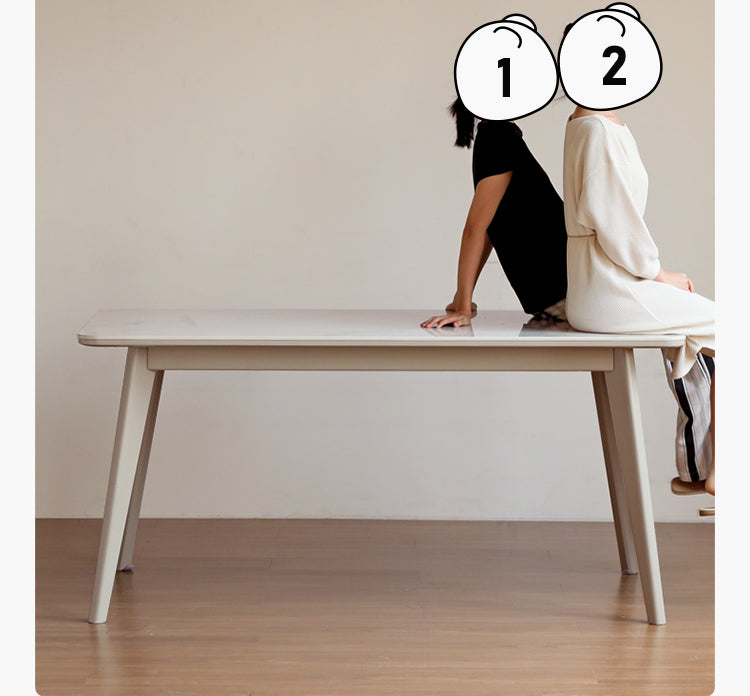 Poplar Solid Wood Modern Rock Plate Dining Table