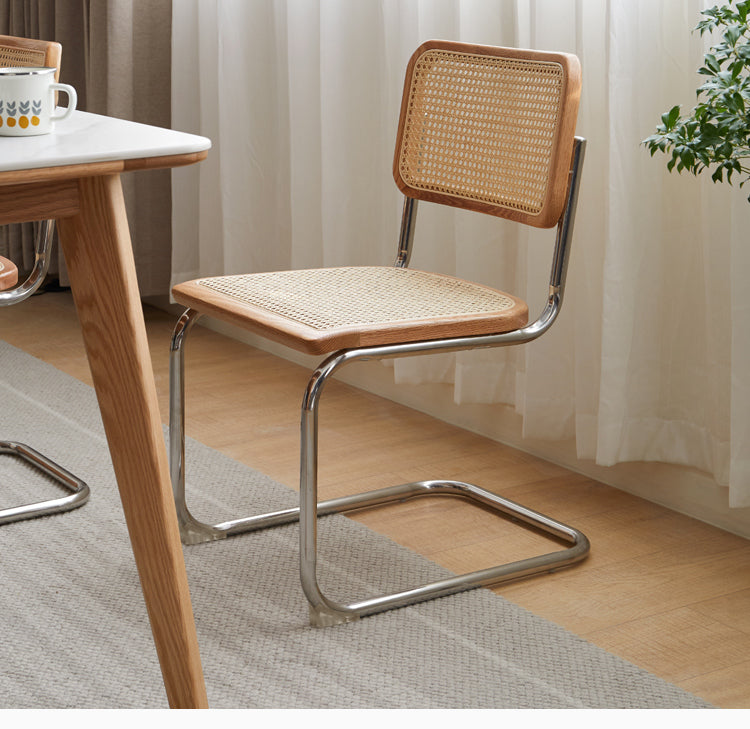 Oak Solid Wood Rattan Suspended Chair Set of 4pcs