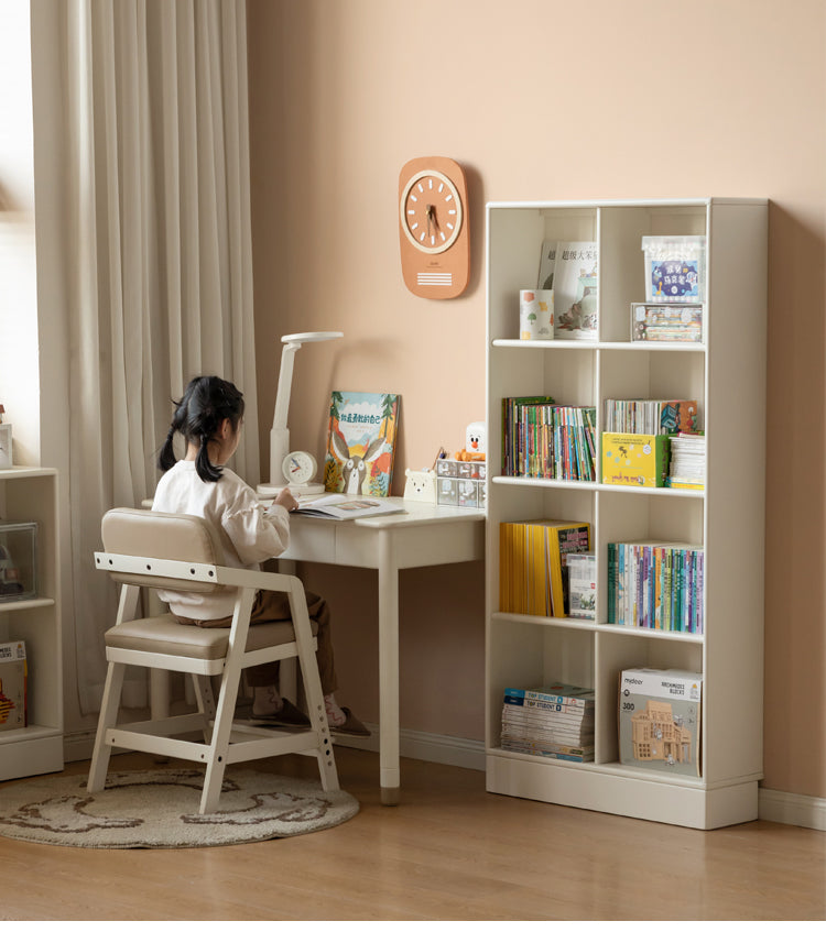 Rubber Solid Wood Cream Style Children's Free Сombination Bookshelf.