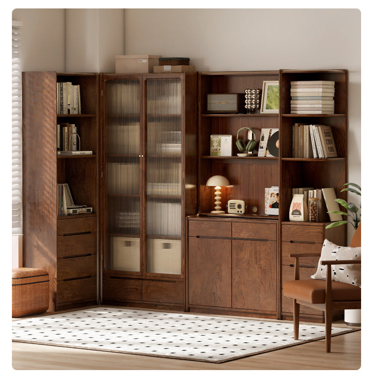 Oak Solid Wood Corner Floor-Standing Free Combination Bookshelf