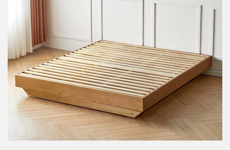 Oak solid wood platform bed, headboard-free bed suspension bed.