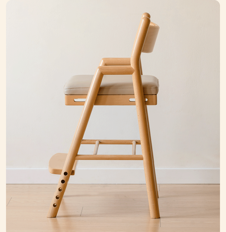 Oak, Beech Solid Wood Kids Chair Height-Adjustable
