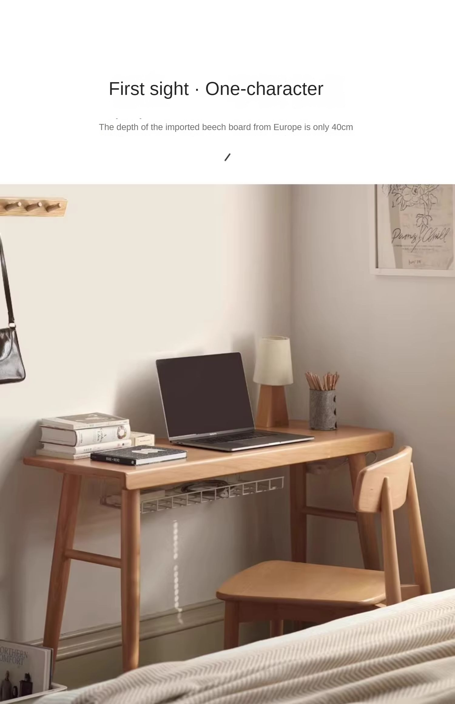 Beech Solid Wood Office DeskStorage Rack Integrated