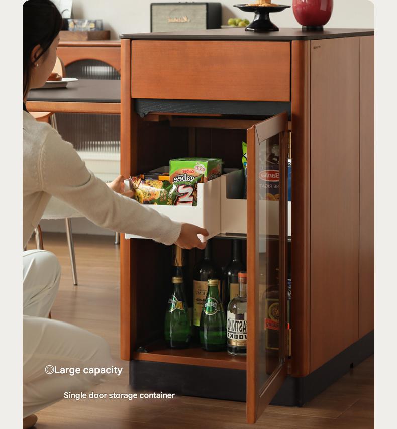 Poplar Solid Wood Island Retro Retractable Rock Plate Table Integrated