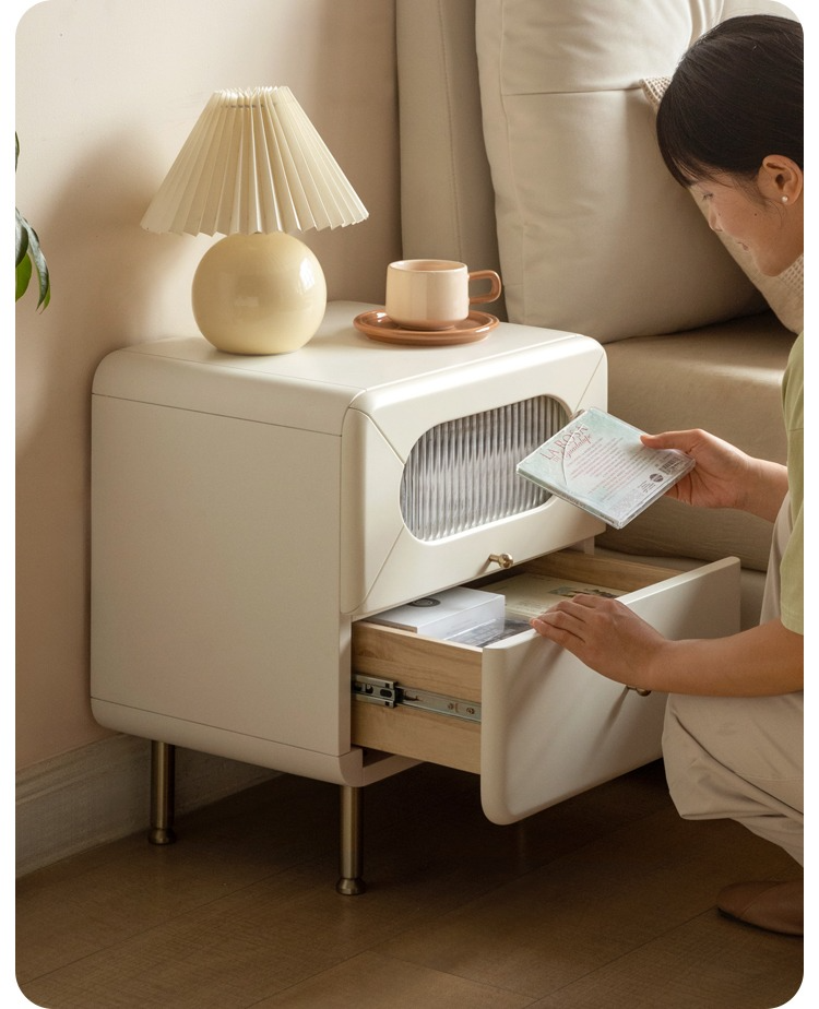 Poplar Solid Wood Nightstand Touch Light