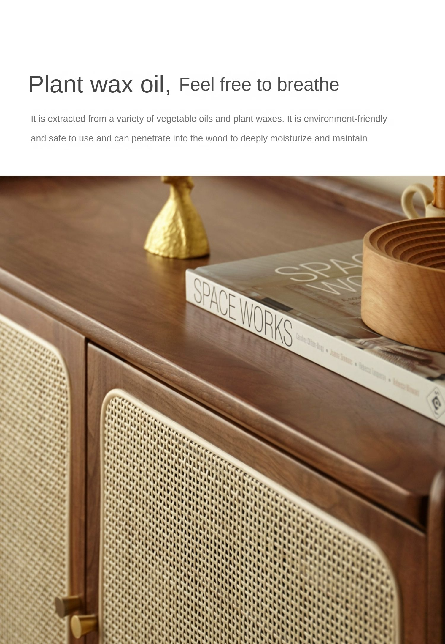 Black Walnut, Oak, South American Walnut Solid Wood Rattan Shoe Cabinet