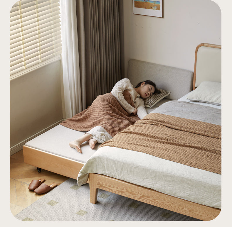 Beech Solid Wood Sofa Ull Out Retractable Single Bed.
