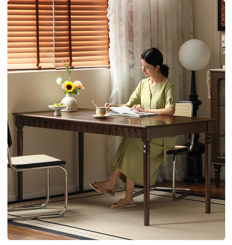 Black Walnut, Poplar, Cherry Solid Wood American Retro Rectangular Dining Table