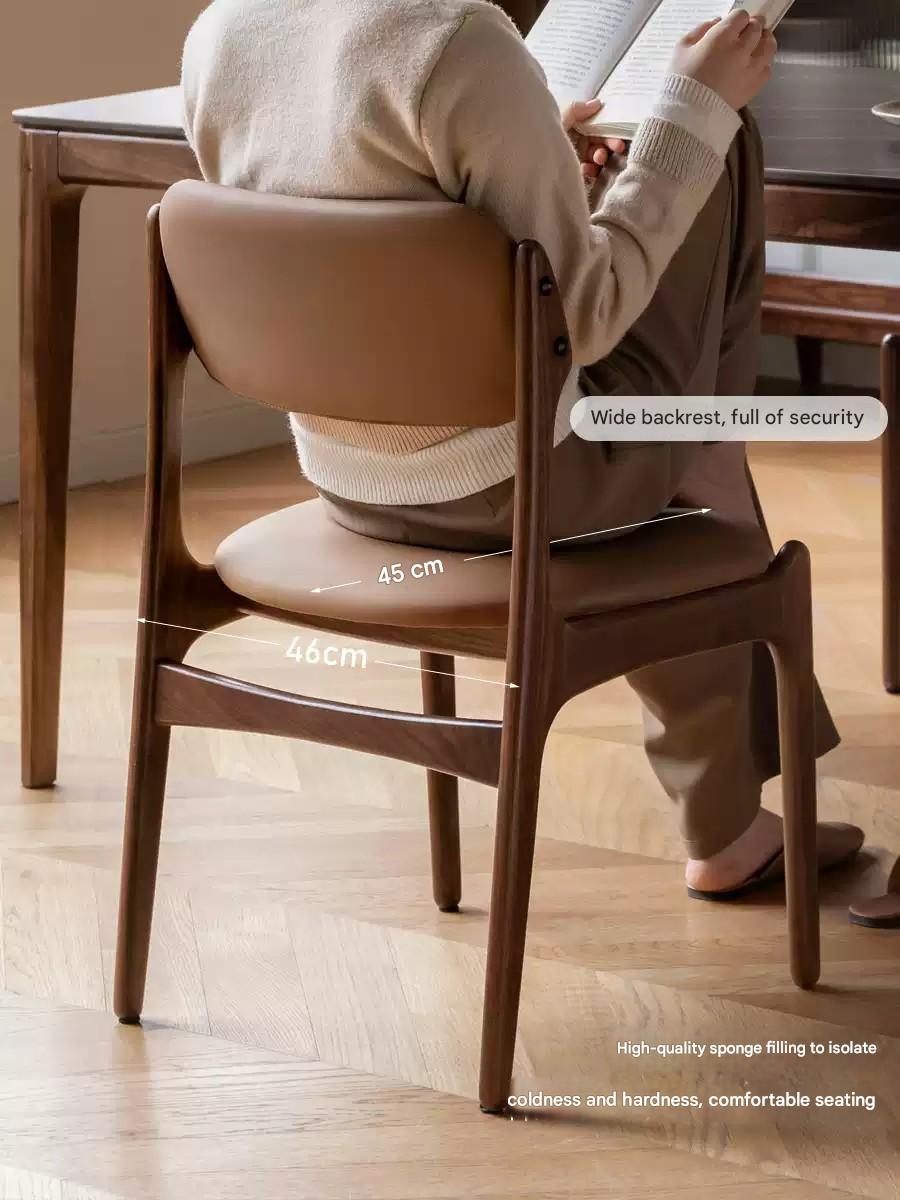 Black Walnut, Sandalwood Solid Wood Modern Dining Chair