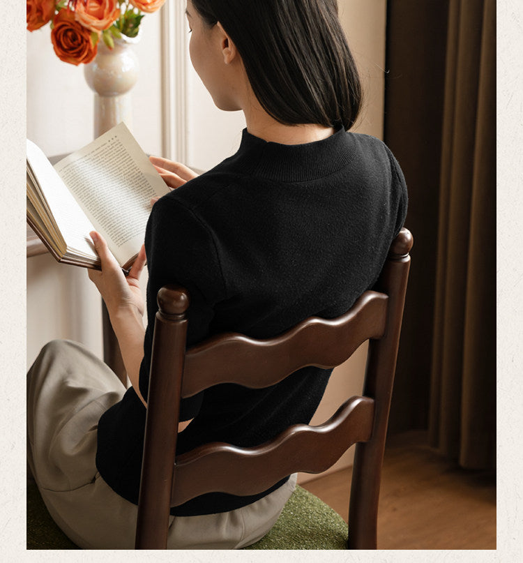 4 pcs-Beech, Ash Solid Wood French Retro Chair with Removable Washable Cushion