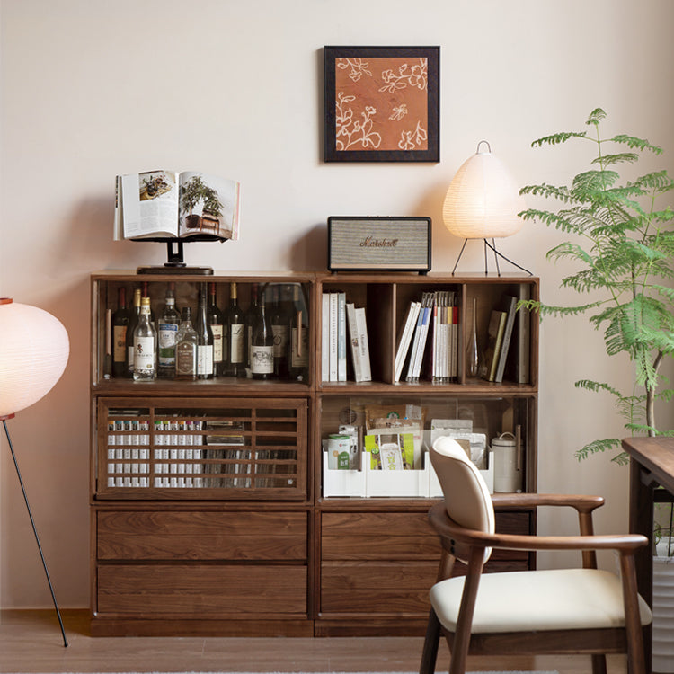 Black Walnut Solid Wood Free Combination Multifunctional Bookcase.
