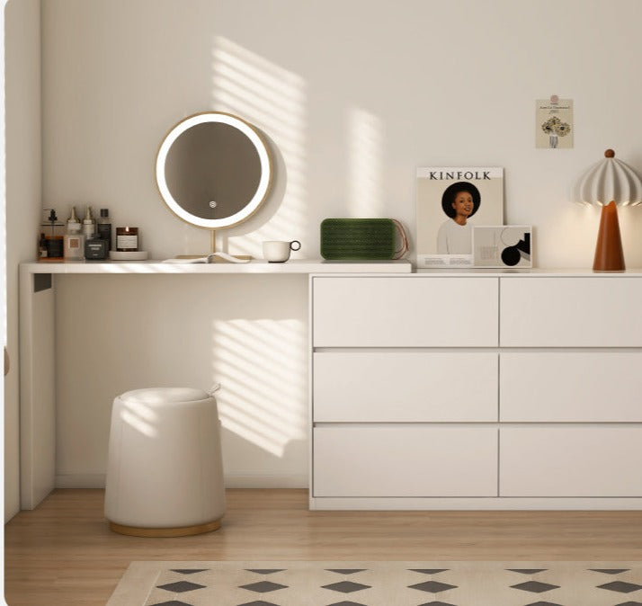Solid RubberWood Cream Style Telescopic Vanity Table.