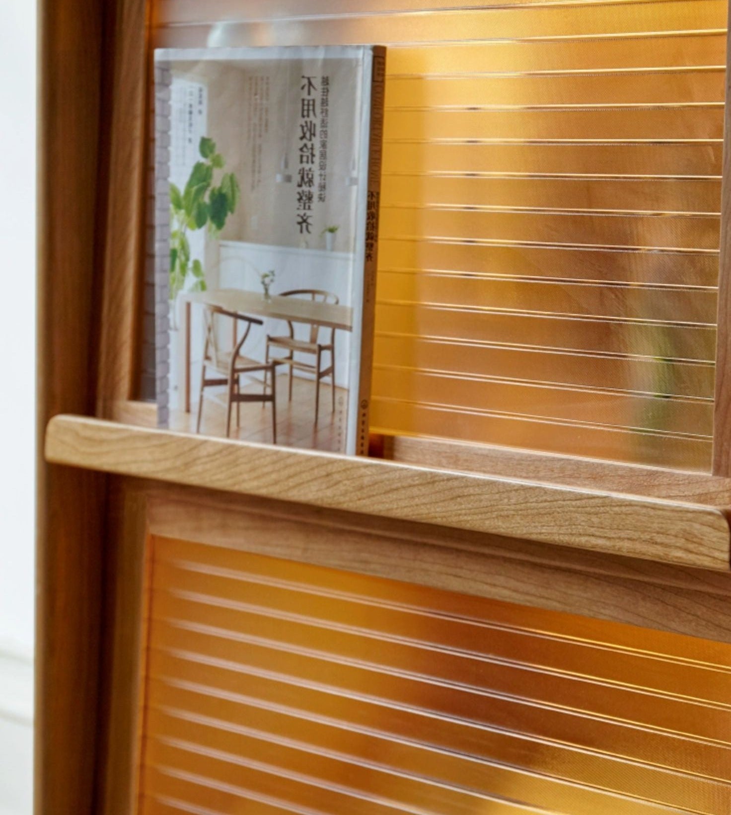 Cherry, Oak Solid Wood Flip Door Magazine Cabinet LED light -