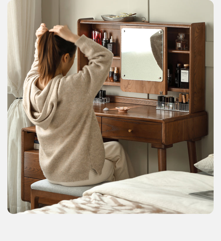 Ash Solid Wood Walnut Color Dressing Table.