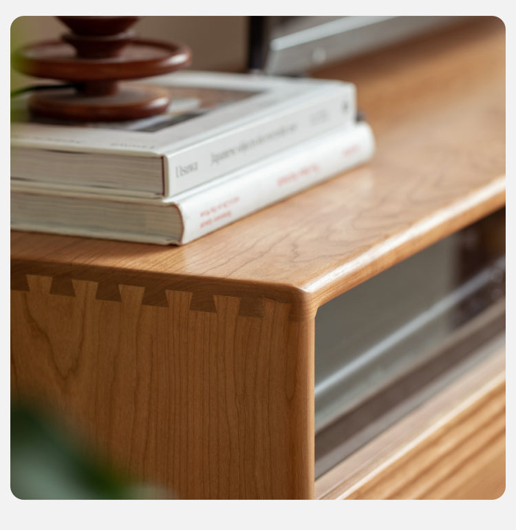 Cherry, Poplar Solid Wood Floor TV Cabinet.