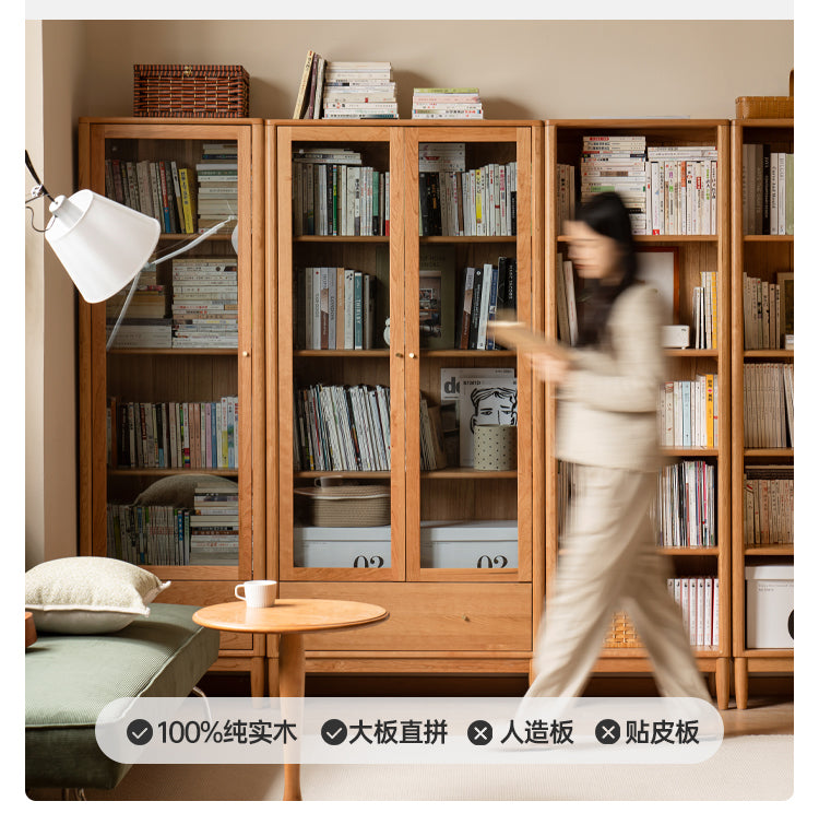 Cherry Wood Wall Free Combination Bookcase Display Cabinet Vintage Cabinet
