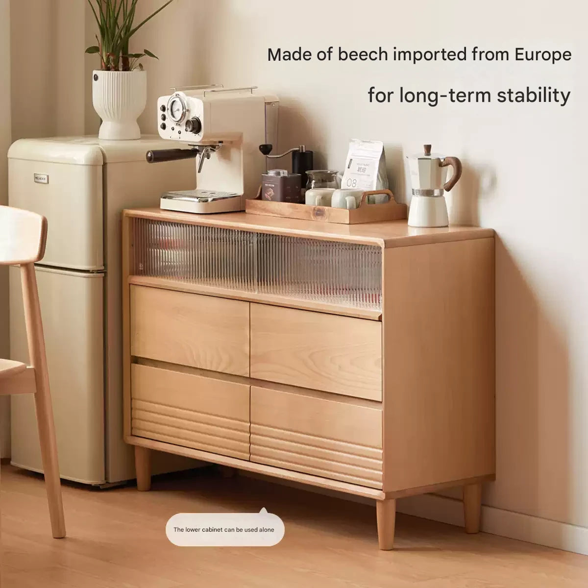 Beech Solid Wood L-Shaped Corner Storage Cabinet, Dressing table.