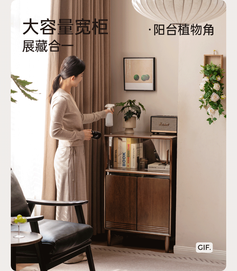 Solid Longan Hardwood Side Cabinet with Storage Space