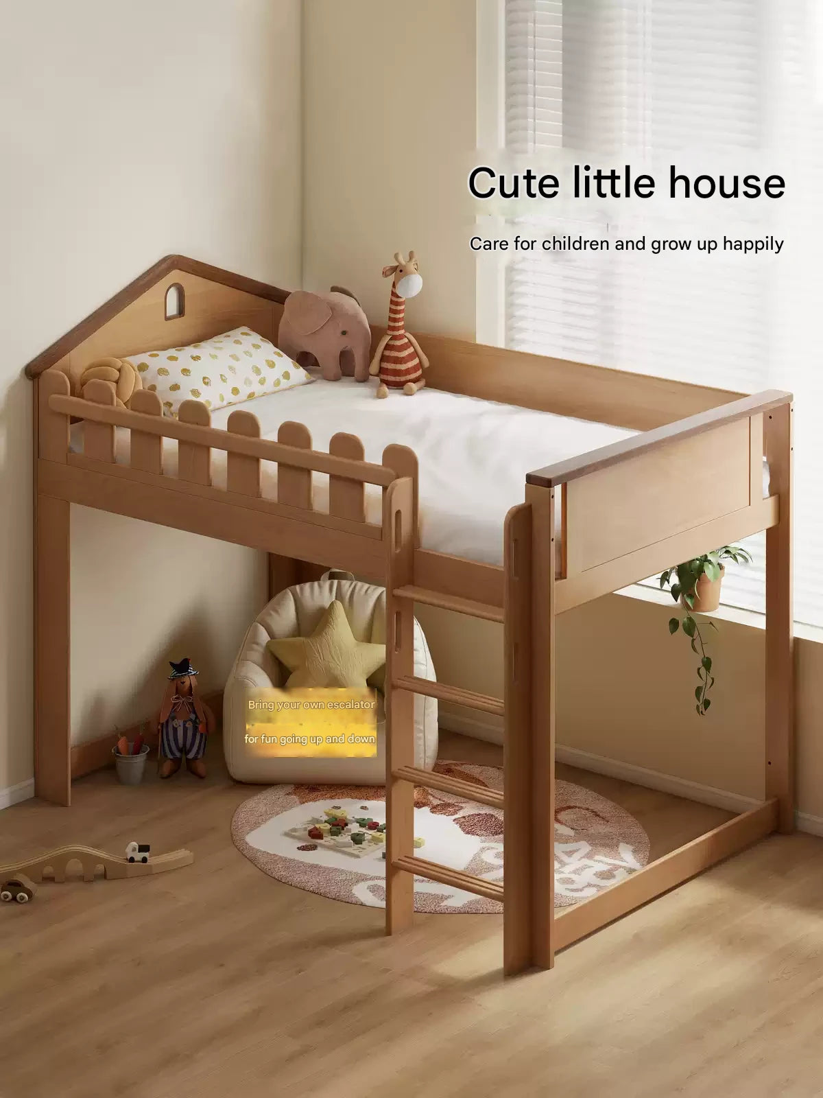 Beech solid wood Multi-functional high bed<