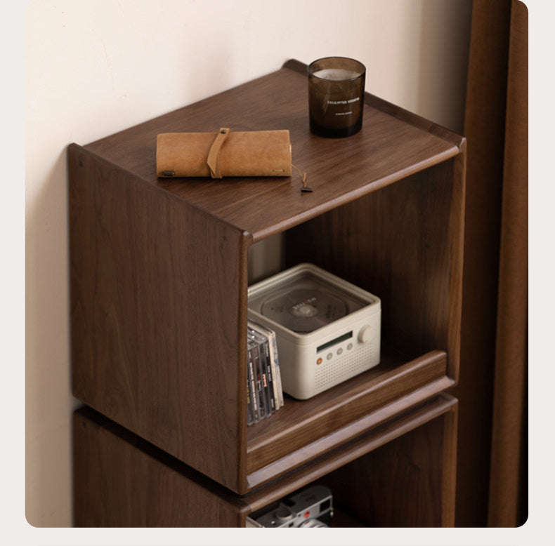 Black Walnut, Sandalwood Solid Wood Italian Light Luxury Bookshelf