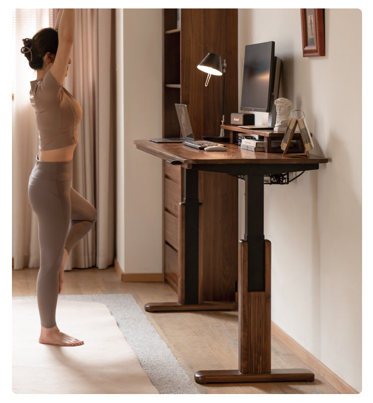 Black Walnut, Oak, Sandalwood, Ash Solid Wood Electric Elevating Desk