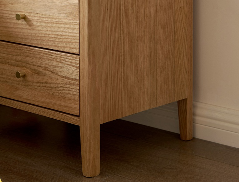 Solid RubberWood, Oak Solid Wood Modern Nightstand.