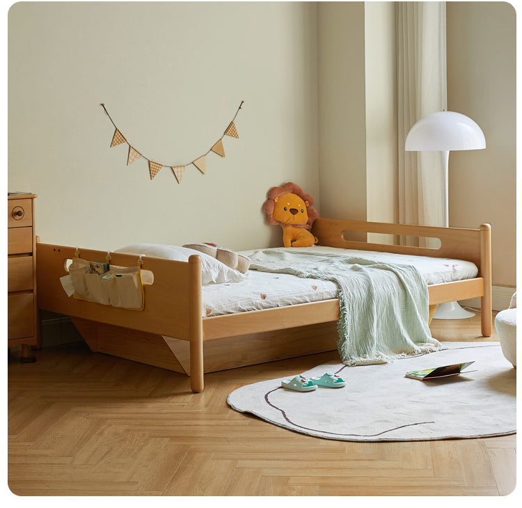 Oak Solid Wood Kids Storage Bed with Built-In Bookcase Headboard and Lift Storage