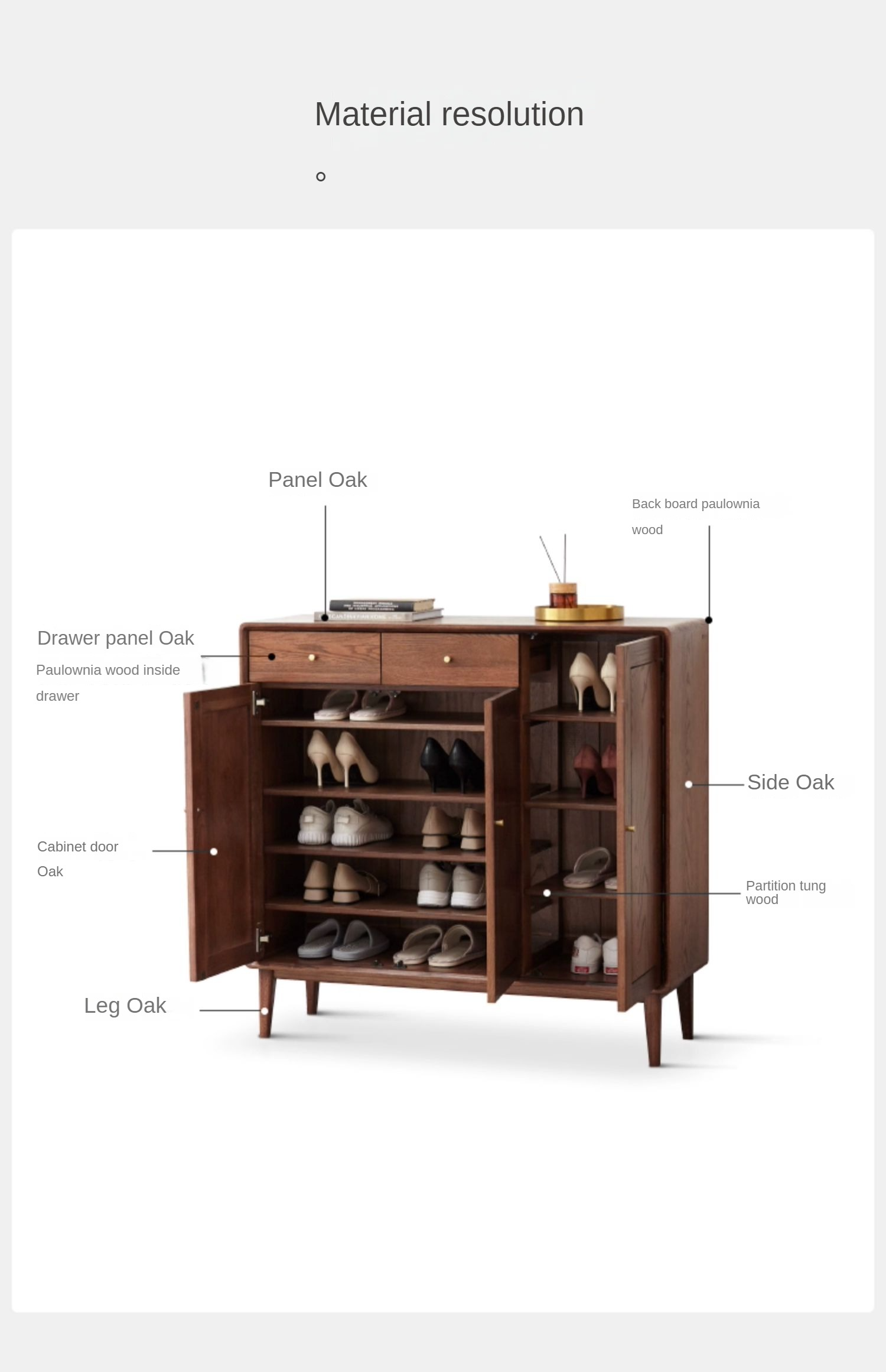 Oak Solid Wood Entrance Shoe Cabinet