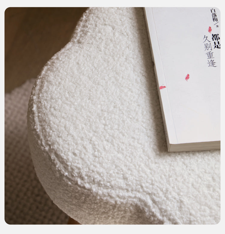 Beech, Solid Rubberood Lamb Velvet Cloud Makeup Stool