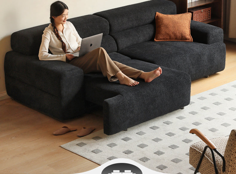 Fabric Electric Reclining Sofa with Telescopic Seat