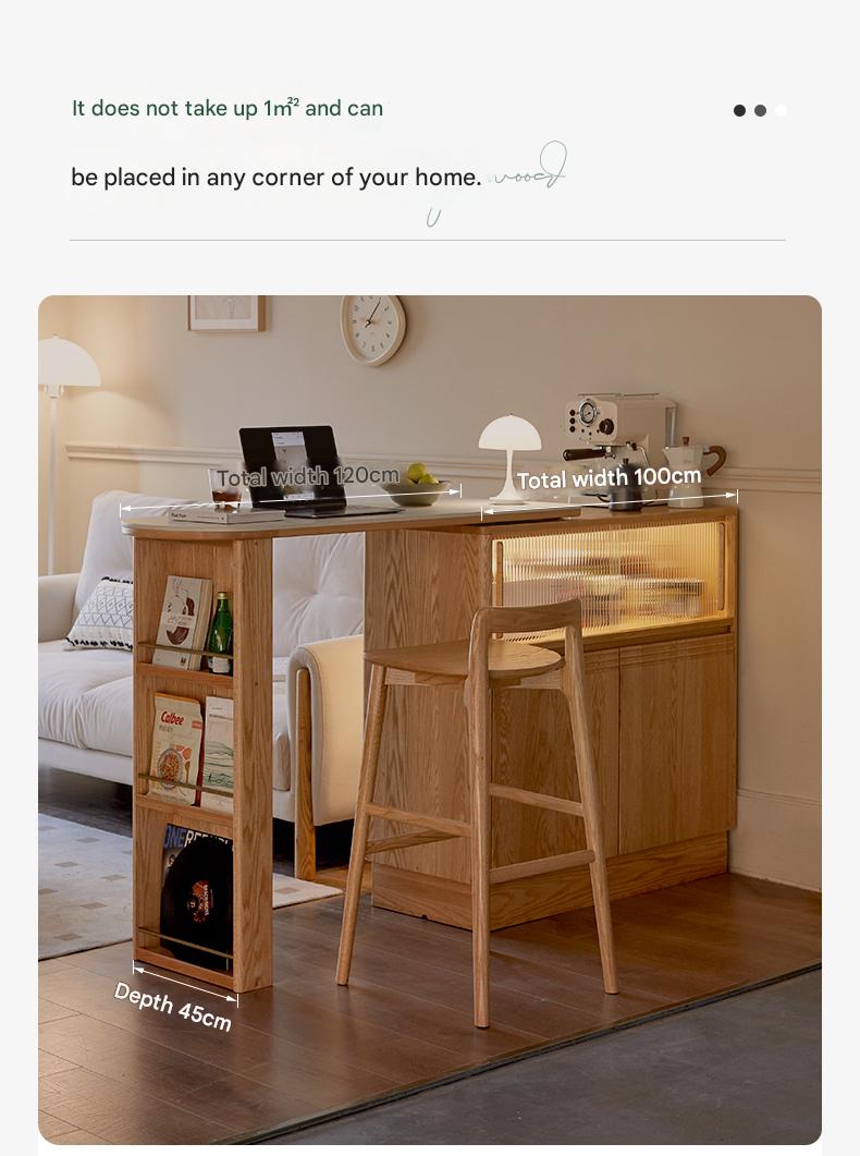 Oak Solid Wood Retractable Rock Plate Bar Table