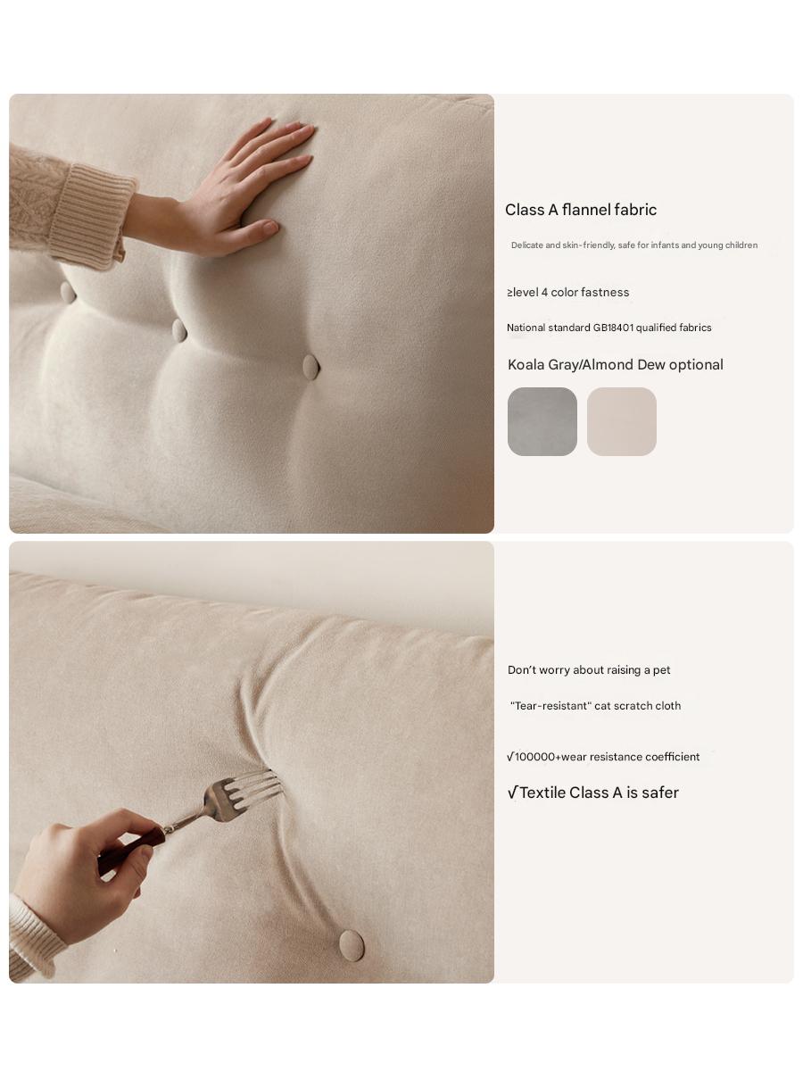 Fabric soft bed white cream style